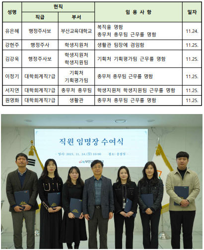 직원 인사발령 알림